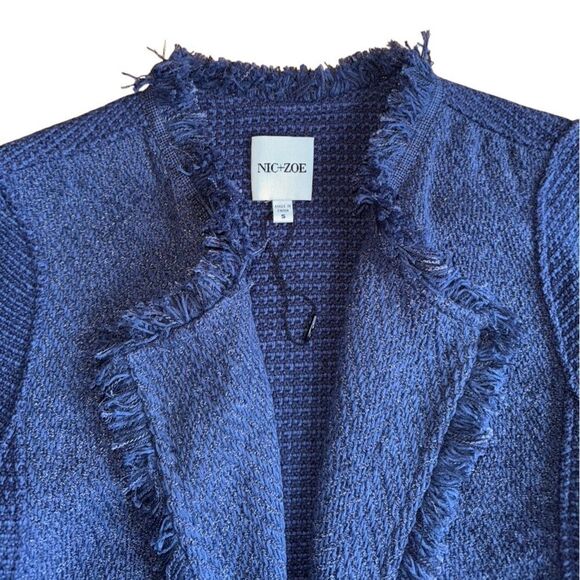 Nic+Zoe Fringe Mix Jacket in Navy Size Small - Picture 9 of 9